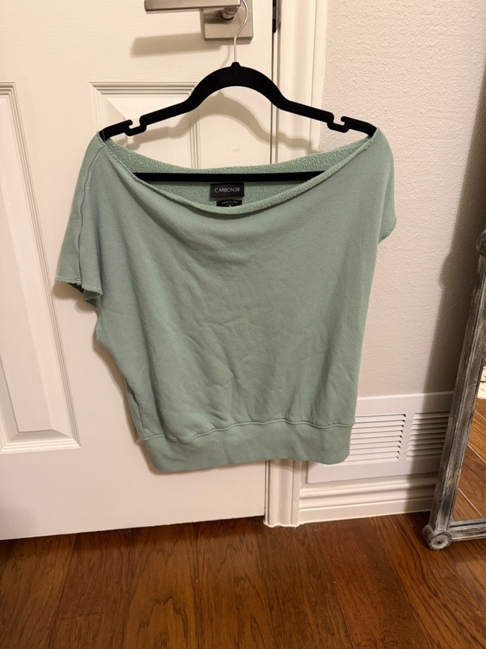 Carbon Short Sleeve Off Shoulder Sweatshirt in French Terry - Picture 3 of 4